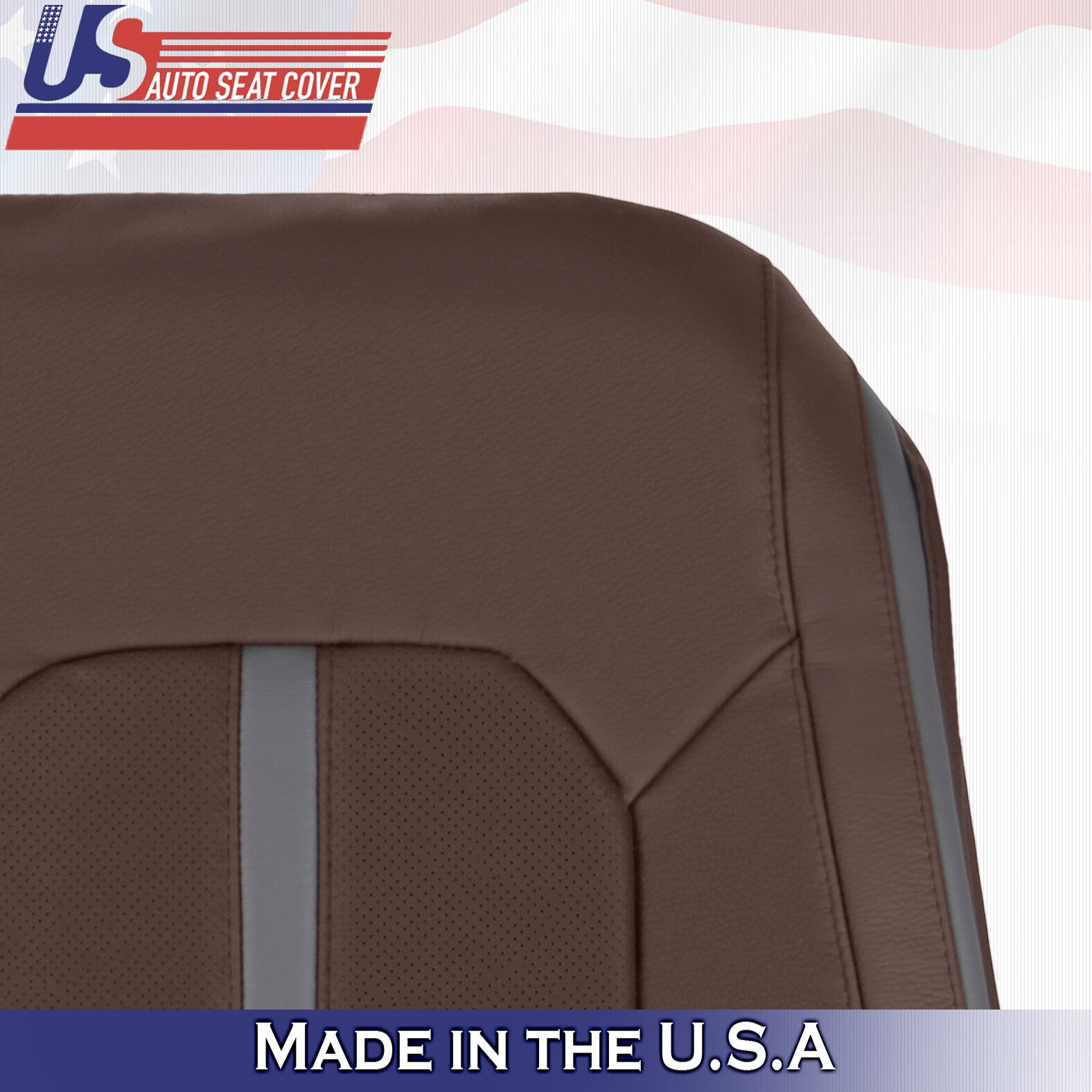 2018 For Ford F150 Platinum Passenger Top Perforated Leather Seat Cover Brown