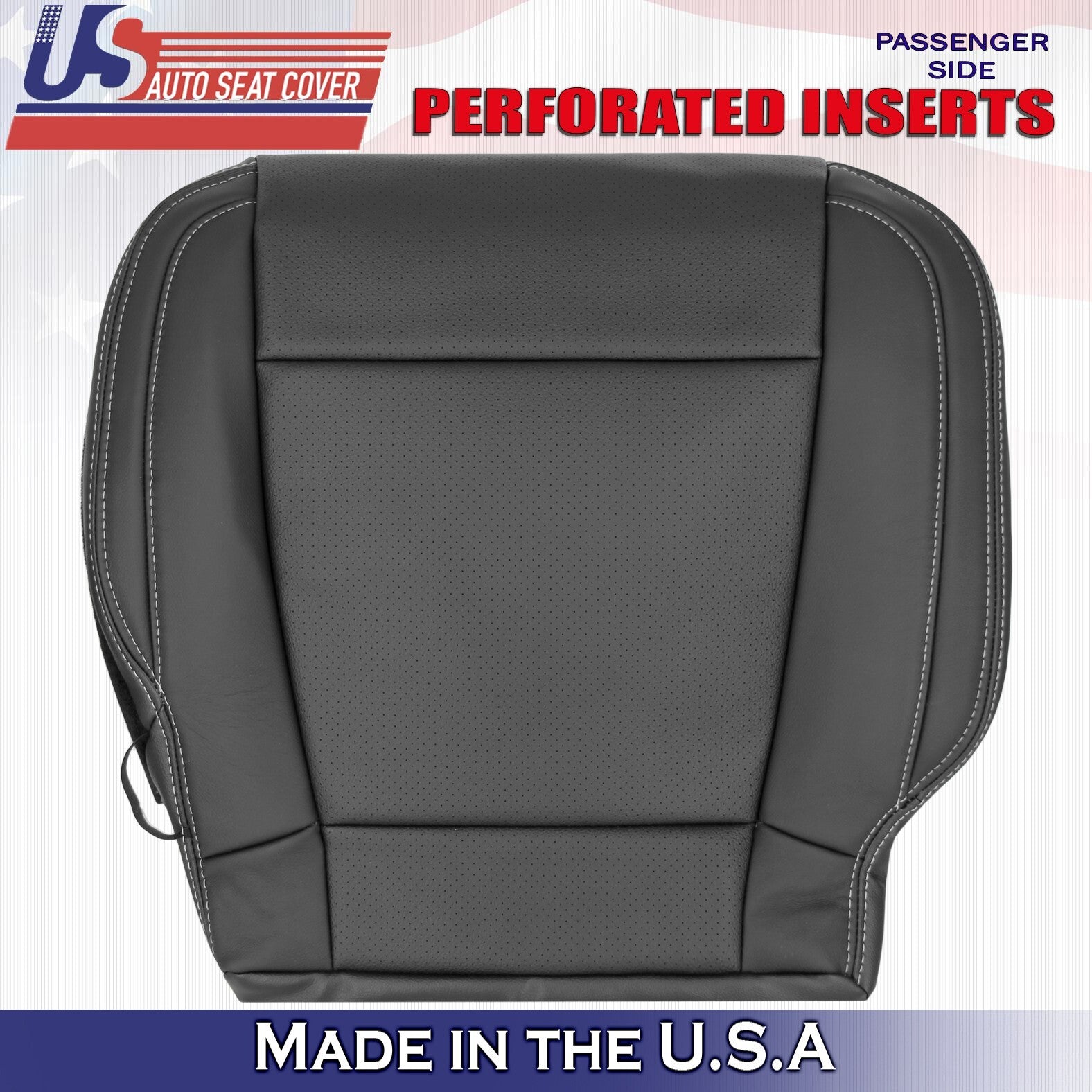 2016 For Ford F150 Lariat Driver & Passenger Bottom Perf Leather Seat Covers BLK
