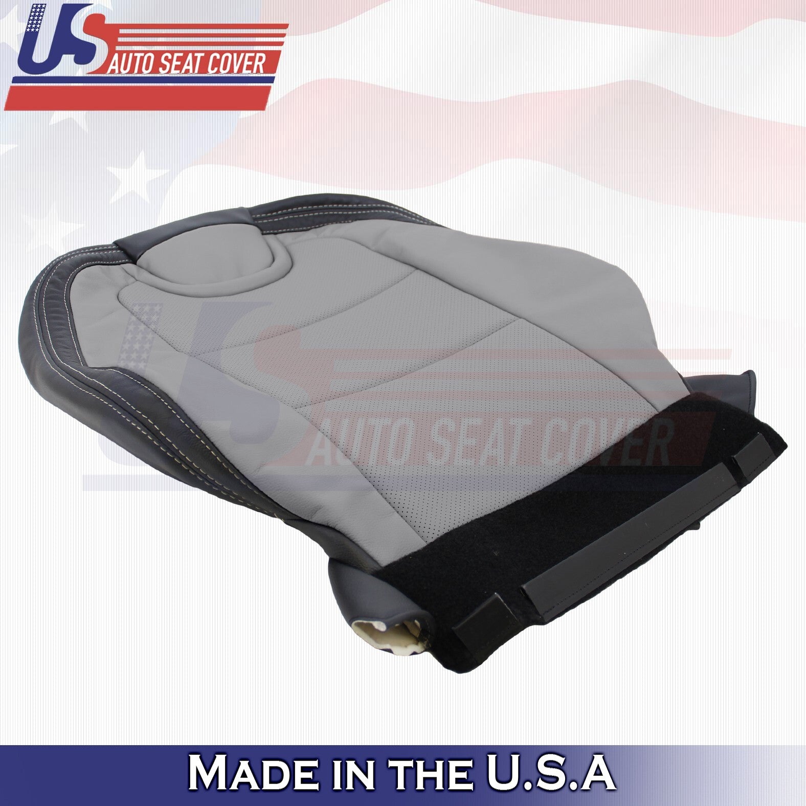 2010-2015 For Chevy Camaro Driver & Passenger Tops Leather Seat Cover Gray/Black