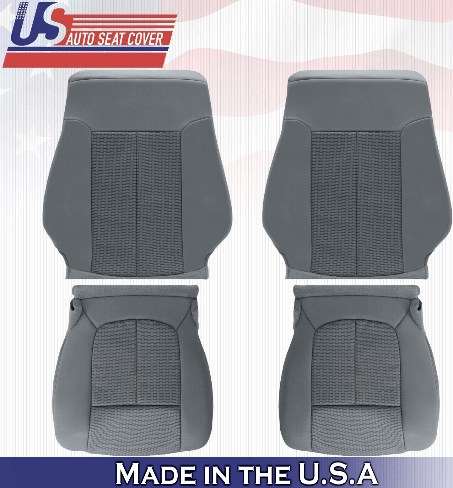 2014 2015 2016 For Ford F450 F550 XLT 2x Top & 2x Bottom Cloth Seat Covers Gray