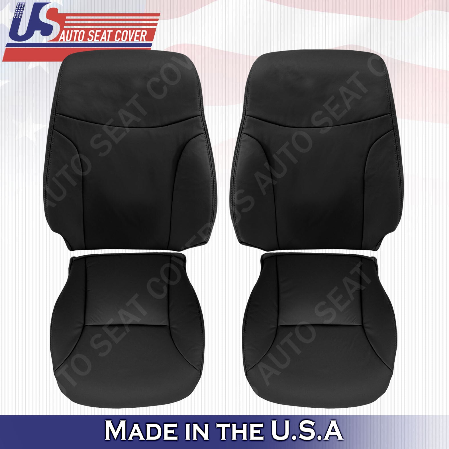 FOR 2002 to 2006 Lexus ES300 ES330 Front Set Top & Bottom Leather Cover BLACK