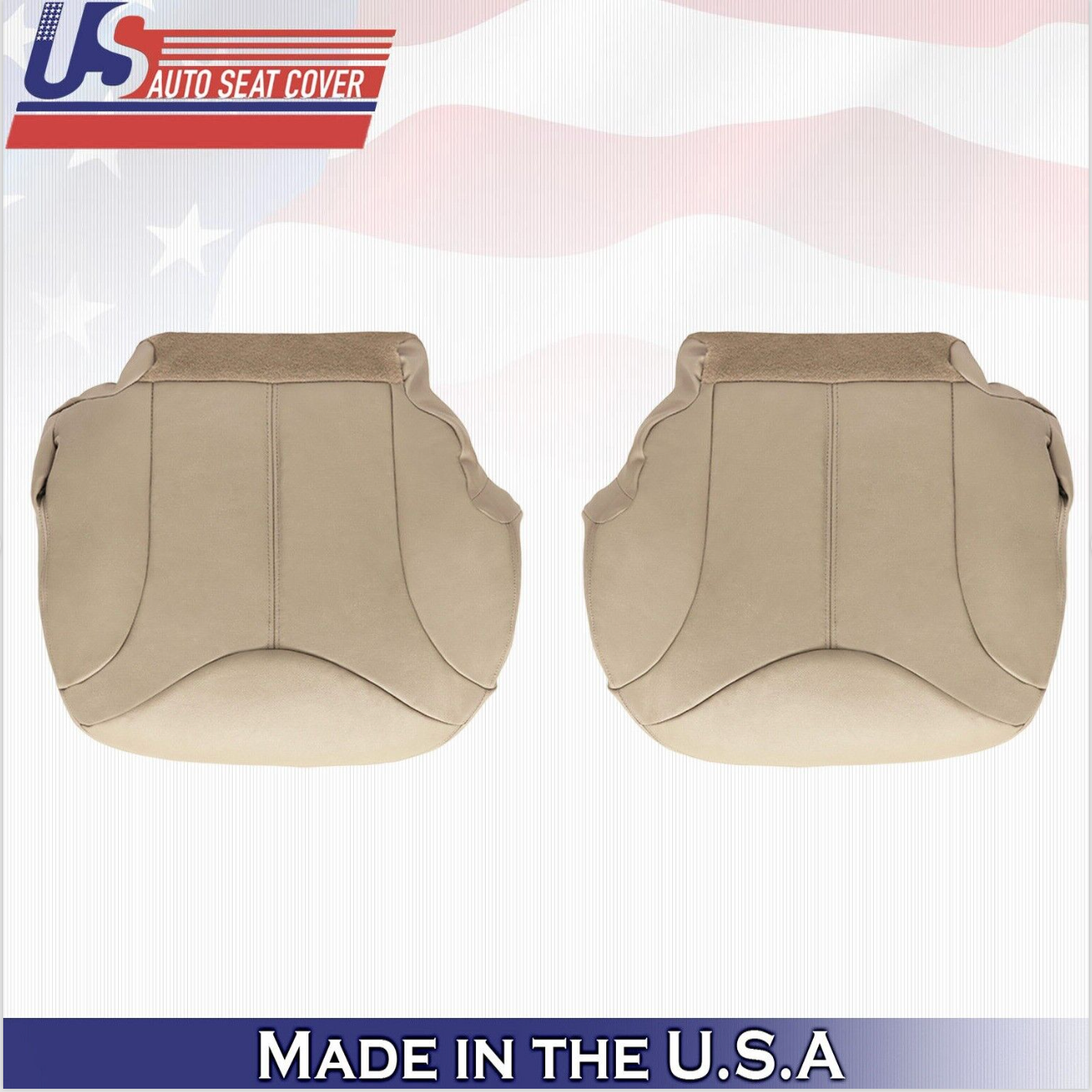 2000 2001 2002 GMC Yukon SLT Driver & Passenger Bottom Vinyl Seat Cover Tan