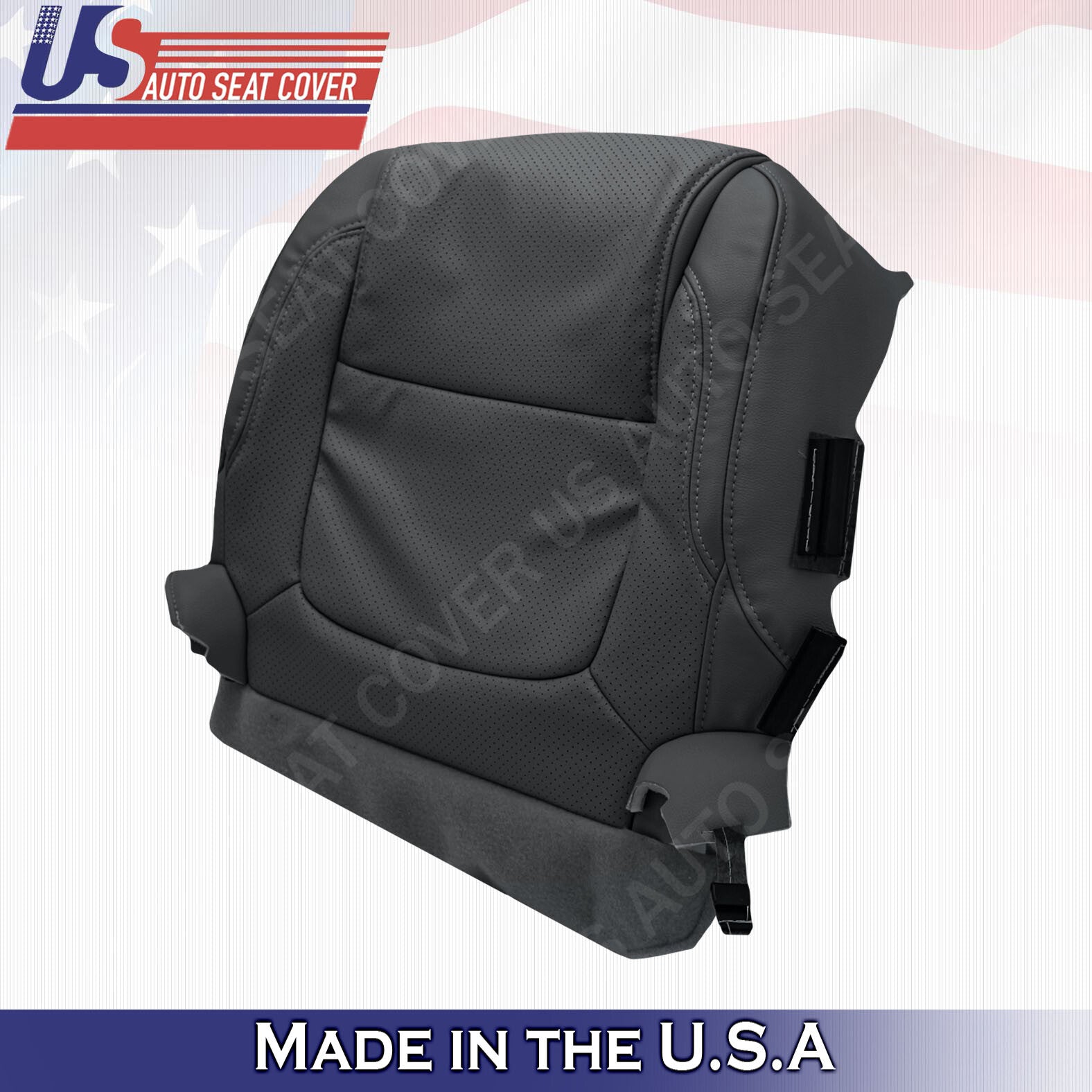 Front PASSENGER Top & Bottom Leather Perf Cover Black 2011 to 2015 Ford Explorer