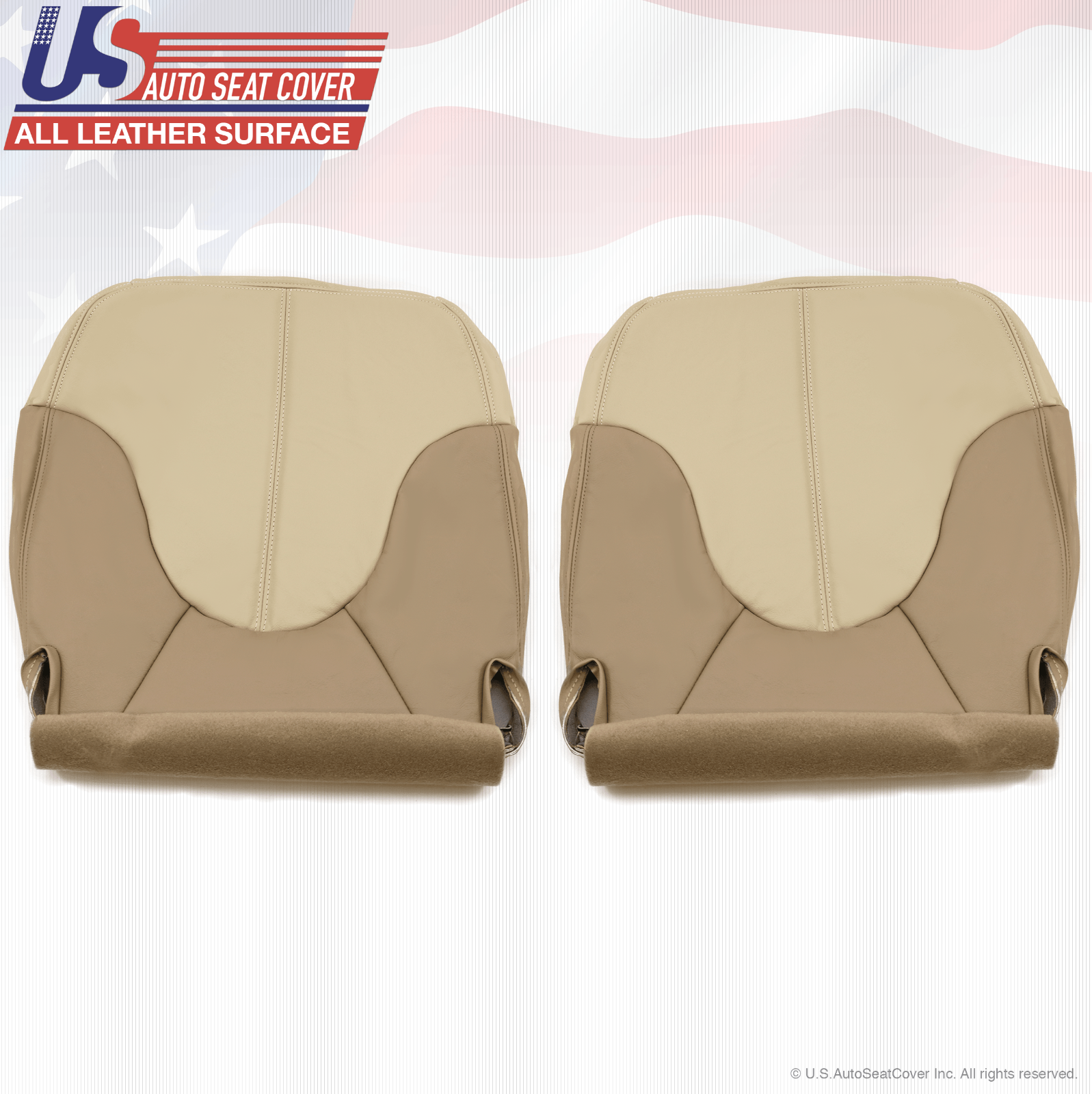 1999 GMC Yukon Denali Driver & Passenger Bottom Seat Cover Leather 2-Tone Tan