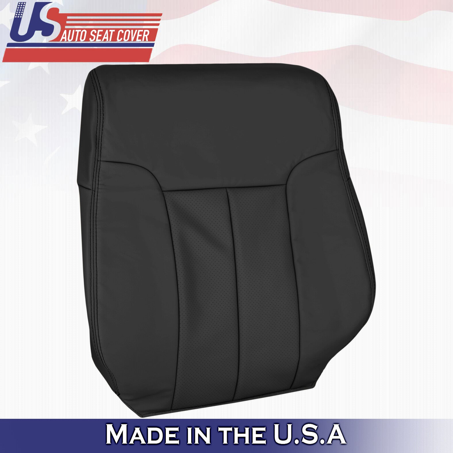 2013 2014 For Ford F150 2x Top & 2x Bottom Perforated Leather Seat Covers Black