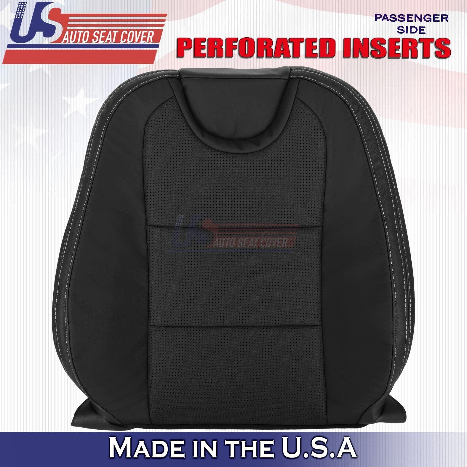 2010-2015 Fits Chevy Camaro Passenger Bottom-Top Perforated Leather Cover Black