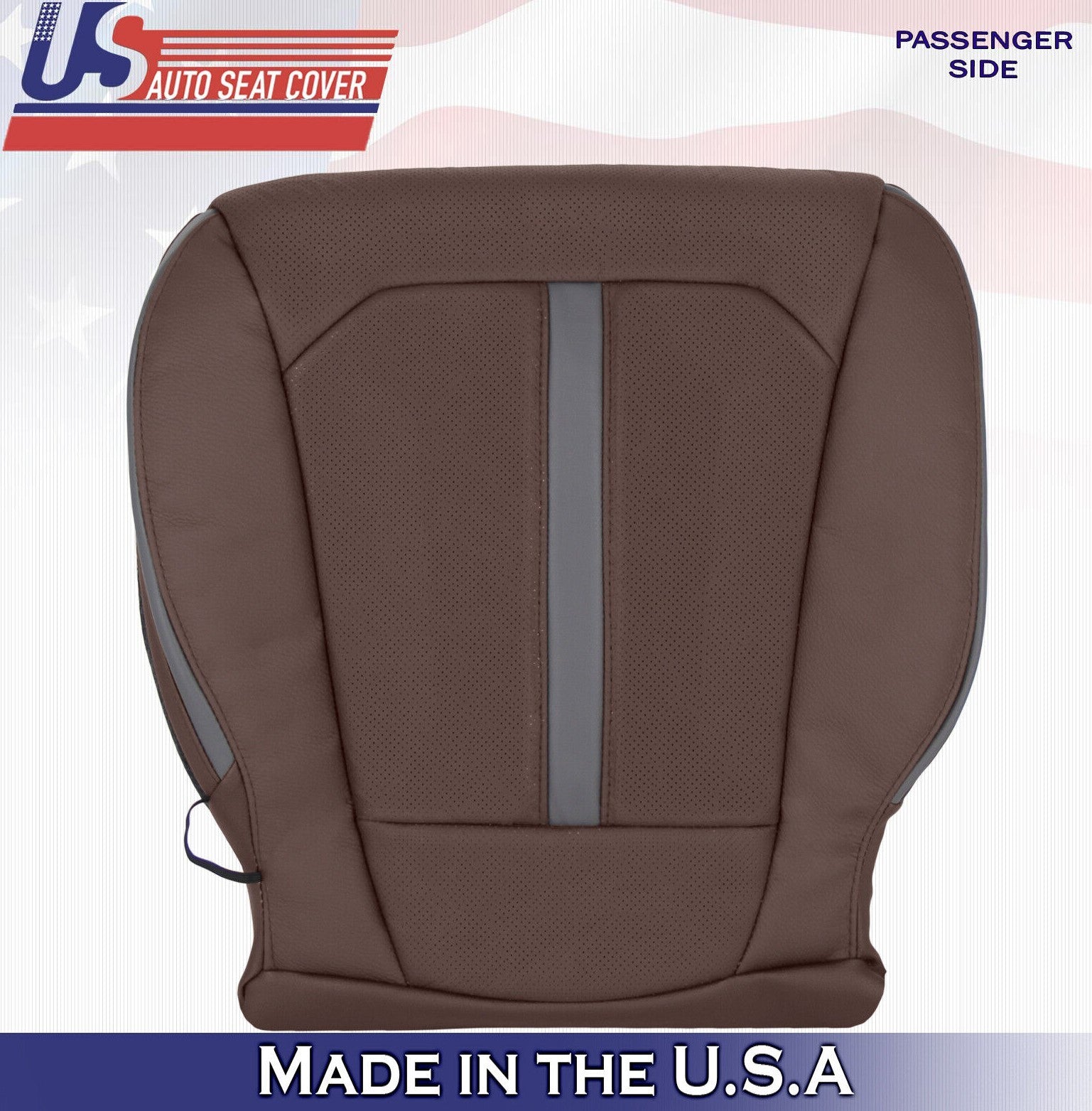 2016 For Ford F150 Platinum Passenger Bottom Perforated Leather Seat Cover Brown