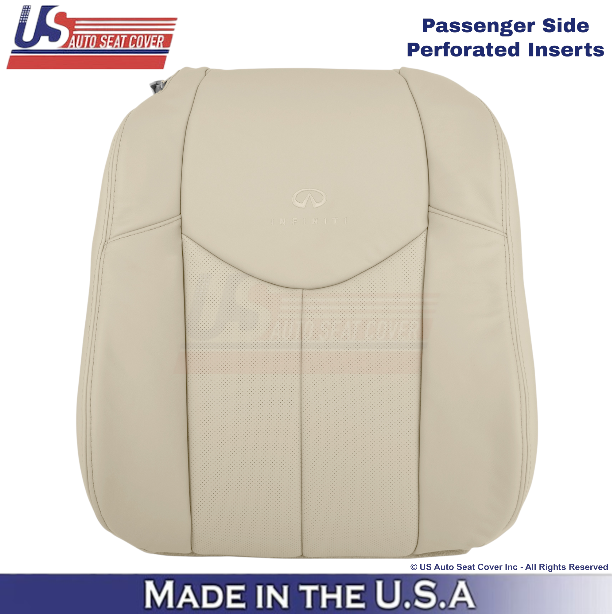 2008-2013 For Infiniti G37 Leather Perforated Passenger Top Seat Cover Wheat (Tan)