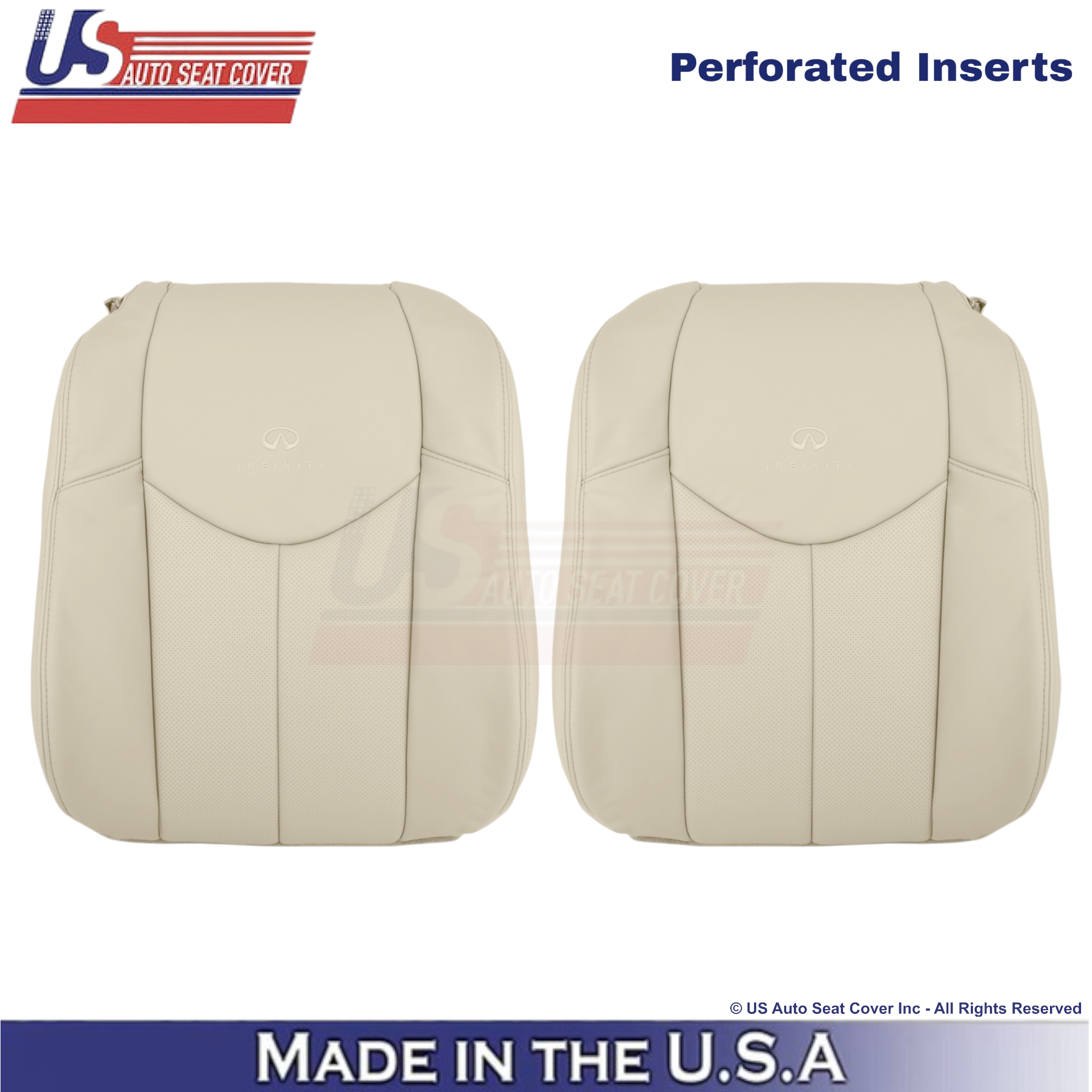 2008-2013 For Infiniti G37 Leather Perforated Driver/Passenger Bottom Covers Wheat