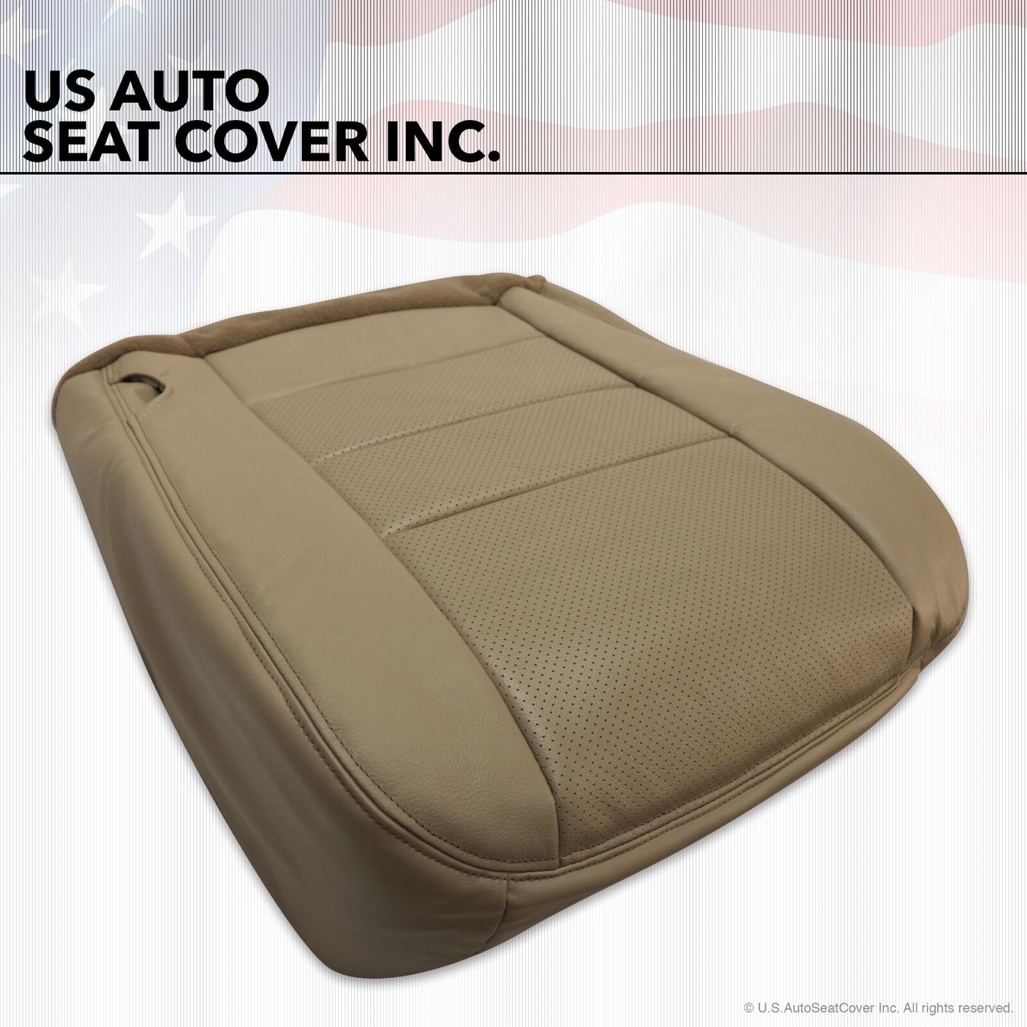 02-07 Ford F250 Lariat Driver bottom Perforated Leather Seat Cover & Foam "Tan"