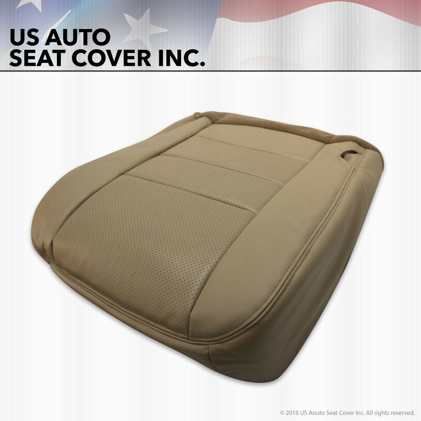 02 to 07 Ford F250 Lariat Driver Bottom Leather Seat Cover TAN Perforated Heated