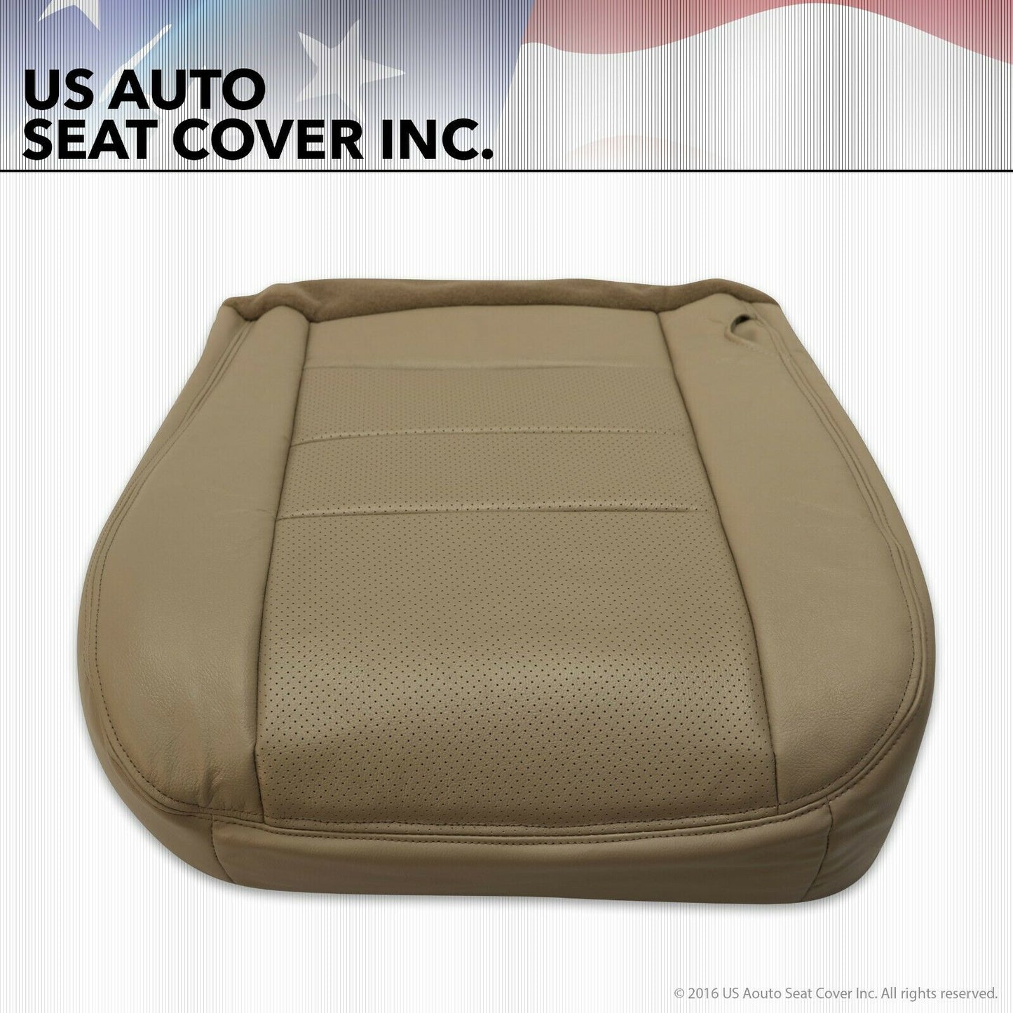 02 to 07 Ford F250 Lariat Driver Bottom Leather Seat Cover TAN Perforated Heated