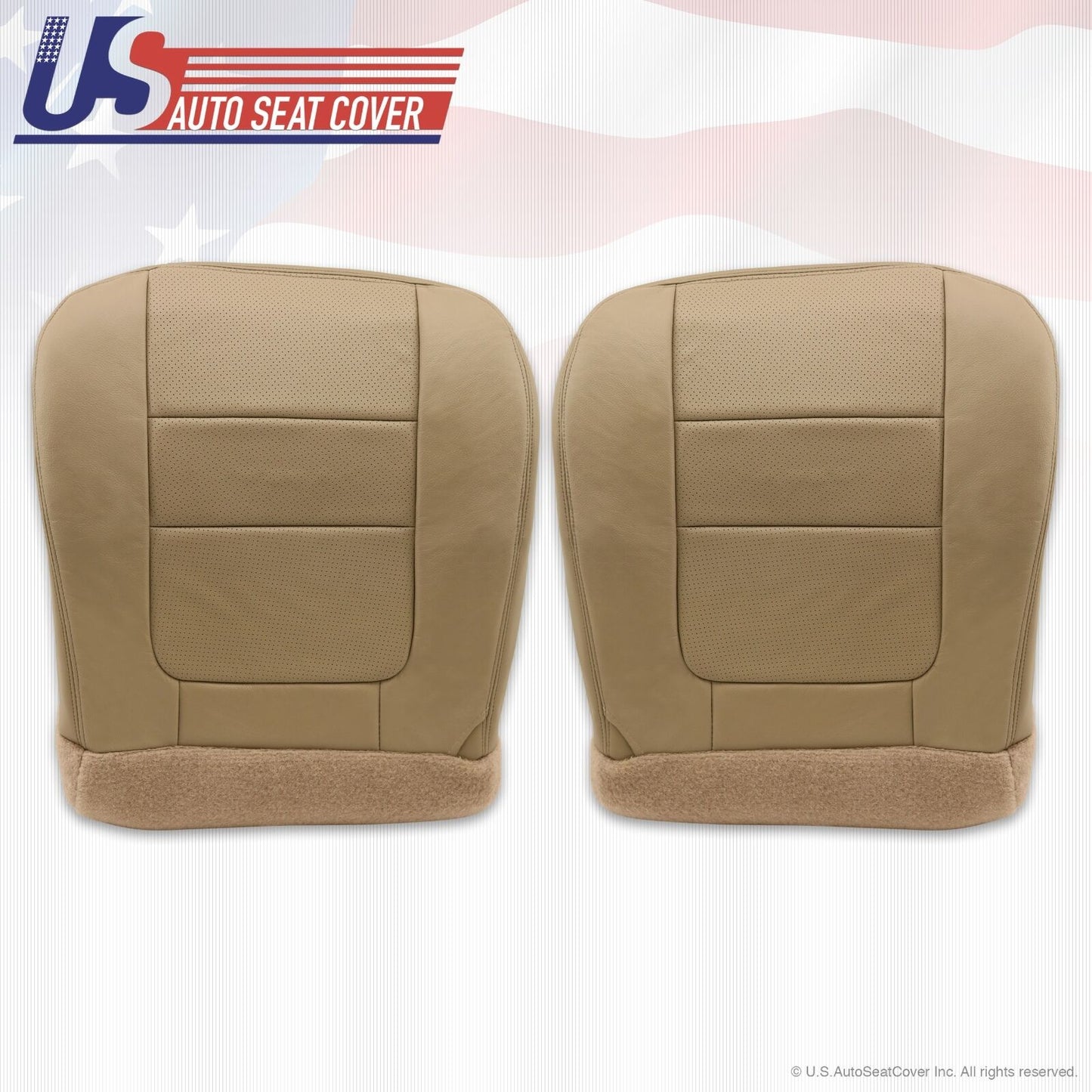 2001 Ford F250 F350 Lariat Driver & Passenger Bottom Leather Seat Covers TAN