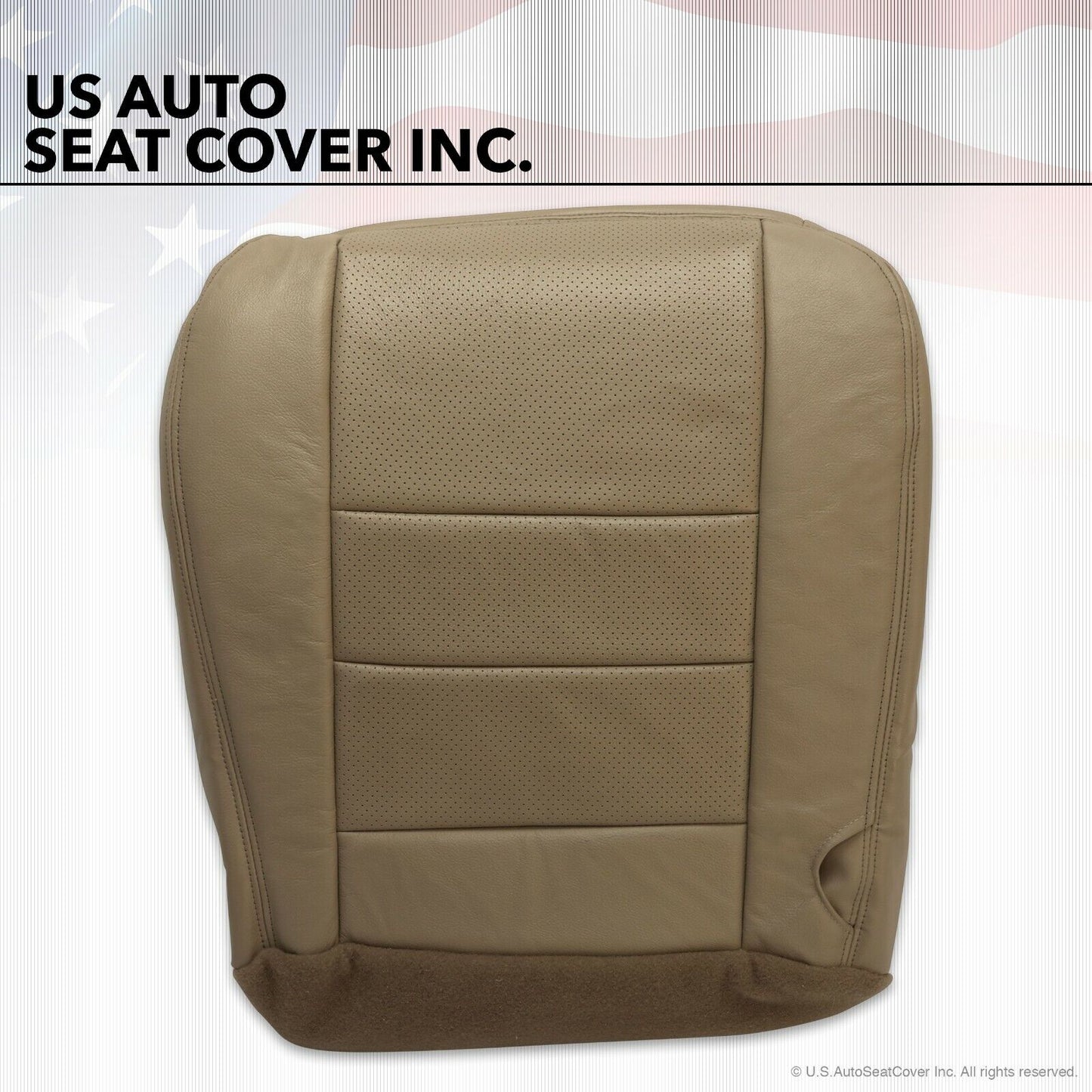 02-07 Ford F350 Lariat Driver Bottom Leather Seat Cover Med Parchment Perforated