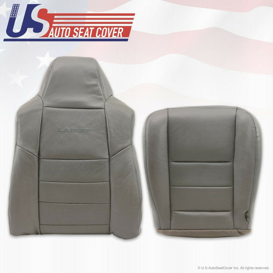 02 03 04 05 Ford F-250 Diesel 4X4 Driver Bottom & Back Leather Seat~Covers Gray