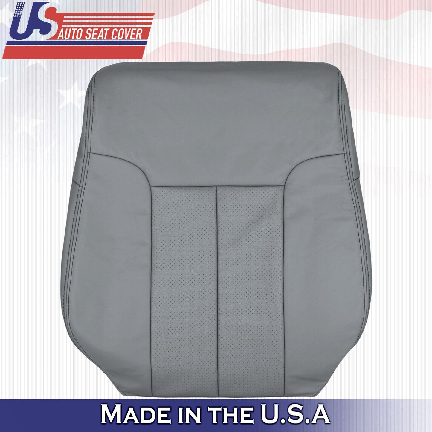 2013 Ford F150 Passenger Side Top & Bottom Perforated Leather Seat Covers Gray