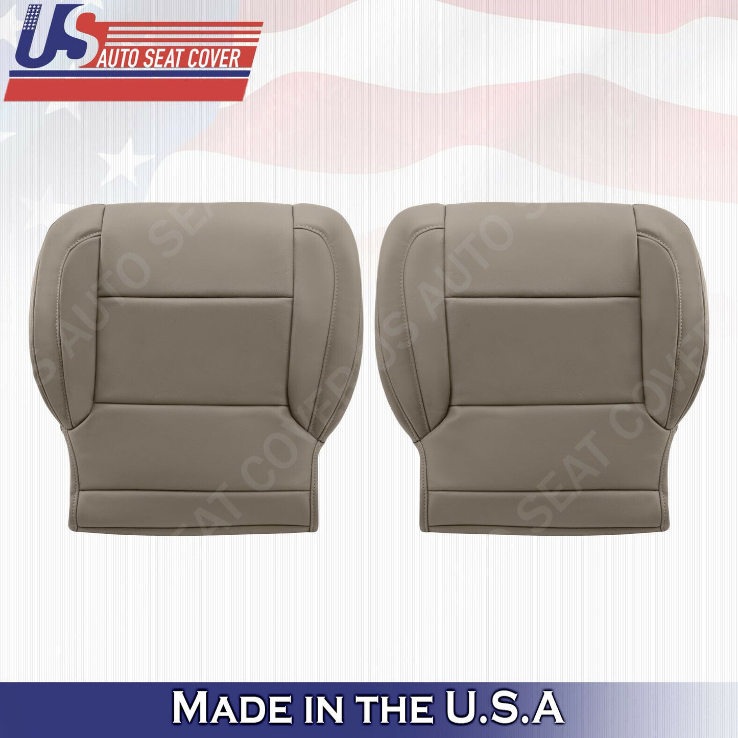 DRIVER & PASSENGER BOTTOMS tan leather seat covers for 2015-2018 Chevy/GMC