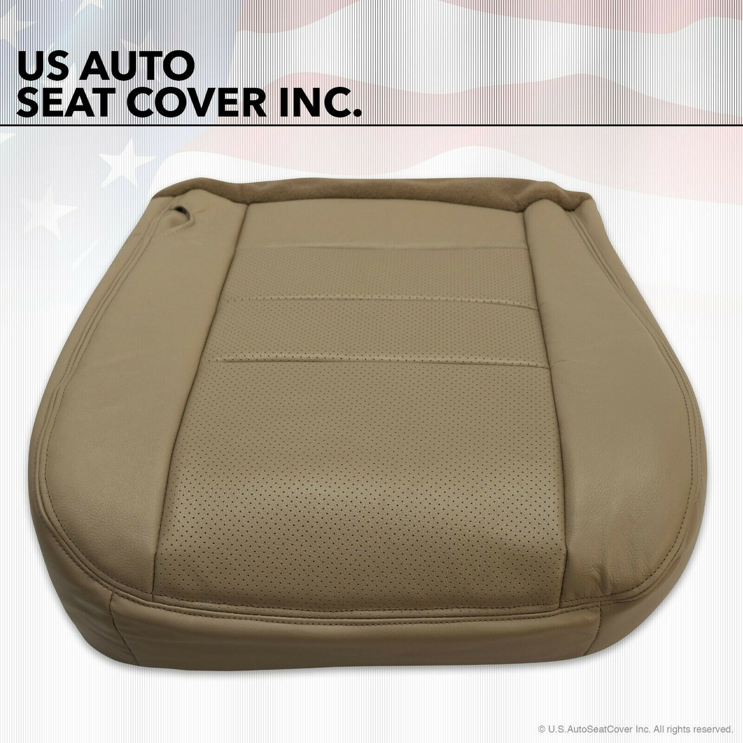 02-07 Ford F350 Lariat Driver Bottom Leather Seat Cover Med Parchment Perforated