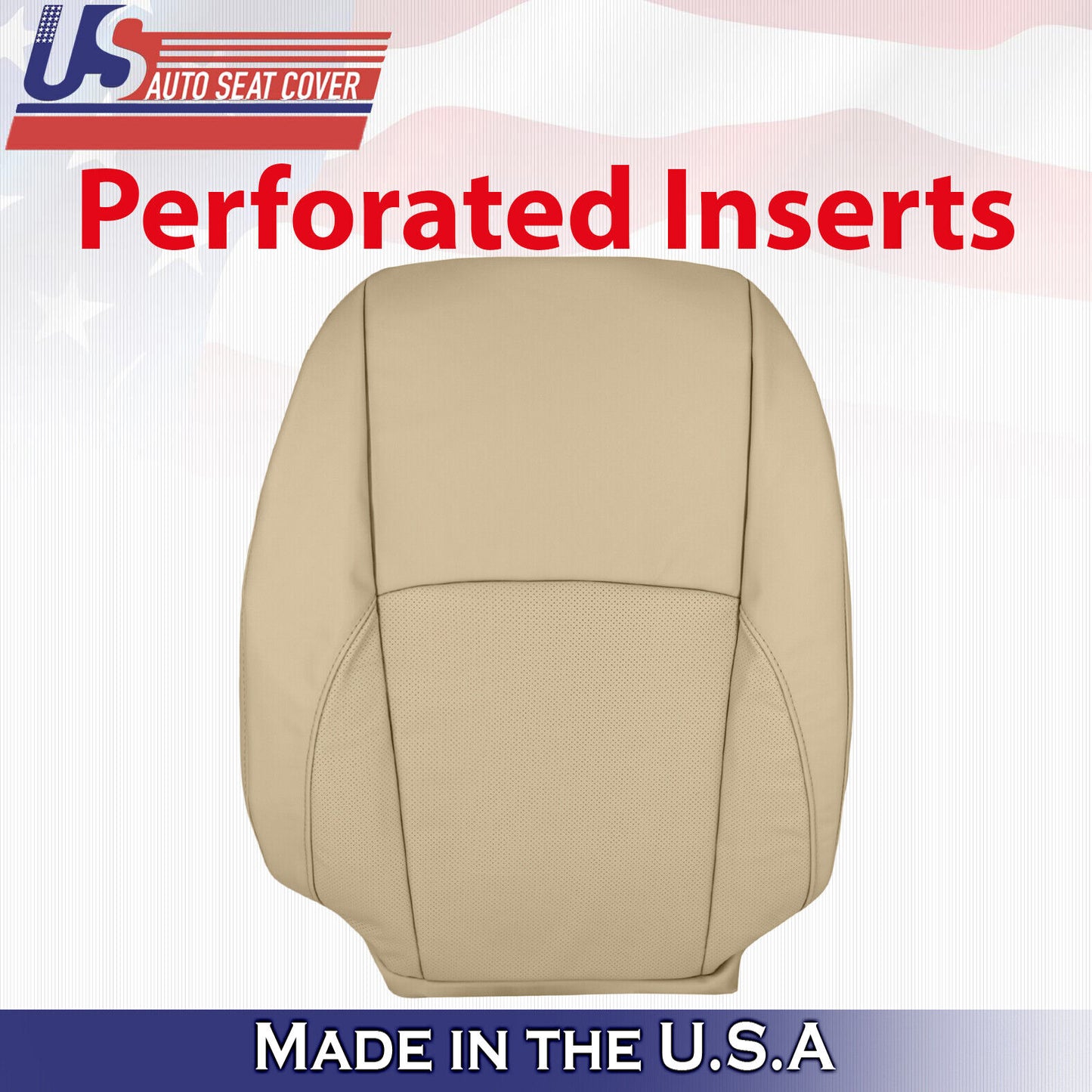 2009 Lexus ES350 Passenger Side Top Perforated Leather Seat Cover Light Tan