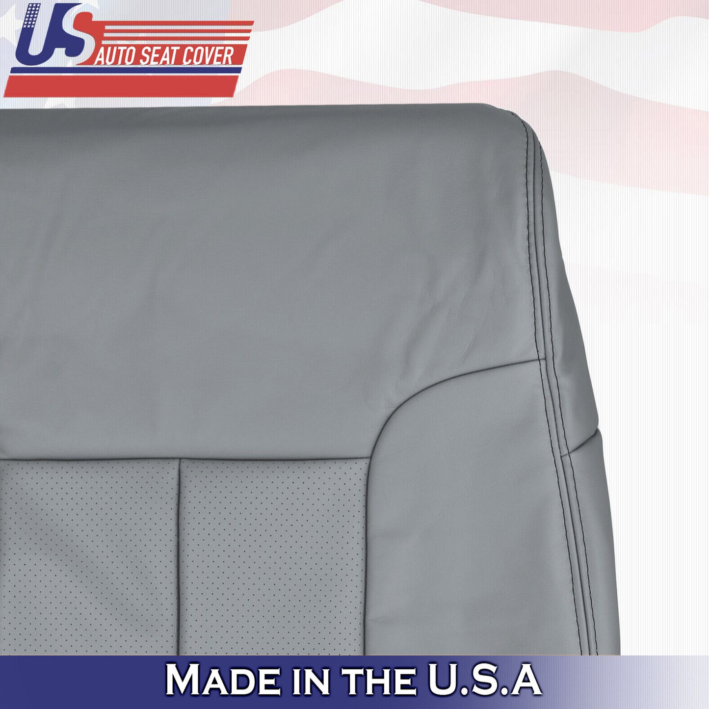 2013 Ford F150 Passenger Side Top & Bottom Perforated Leather Seat Covers Gray