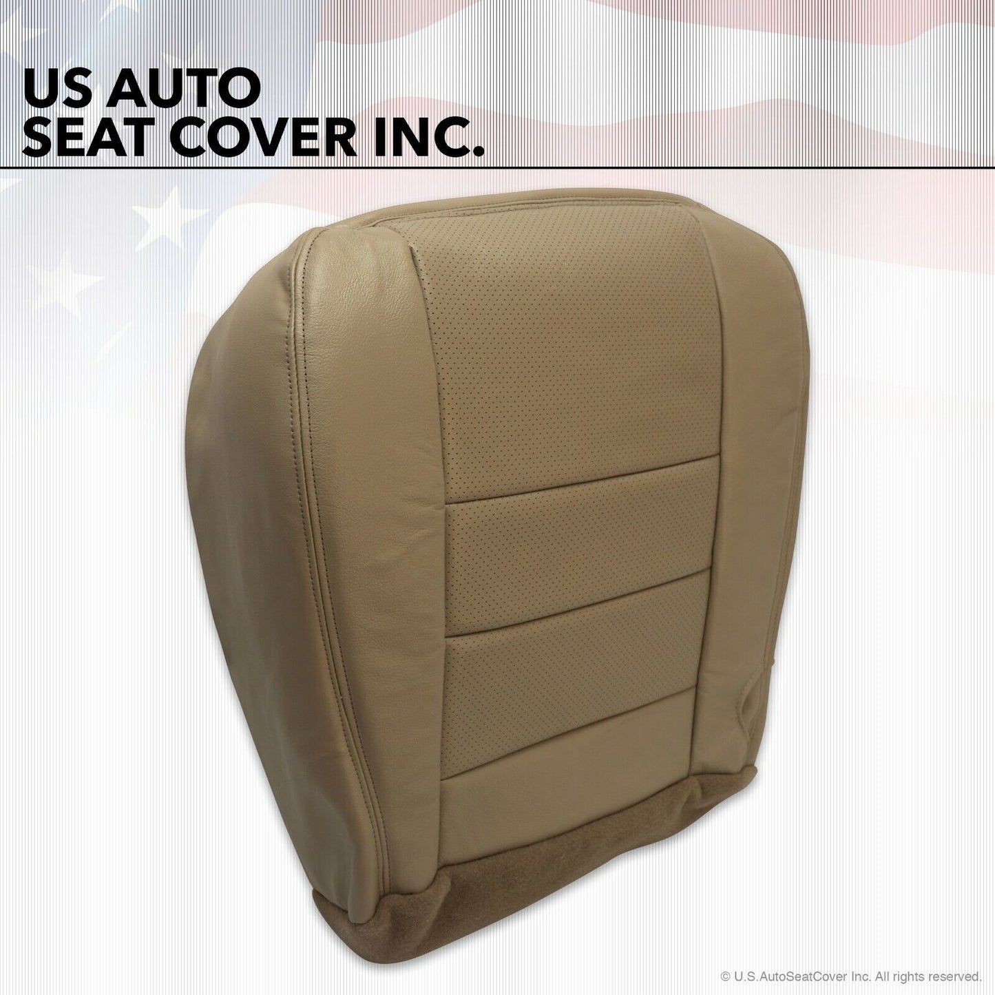 02-07 Ford F350 Lariat Driver Bottom Leather Seat Cover Med Parchment Perforated