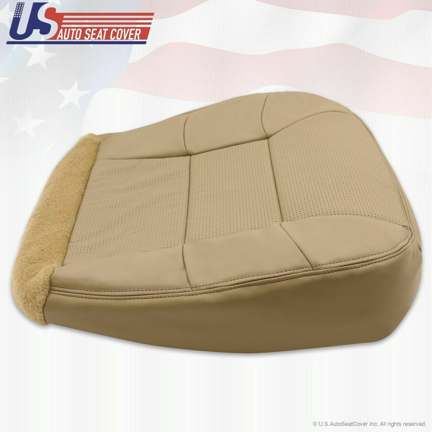 2001 Lincoln Navigator Driver Side Bottom Perforated Leather Seat Cover Tan