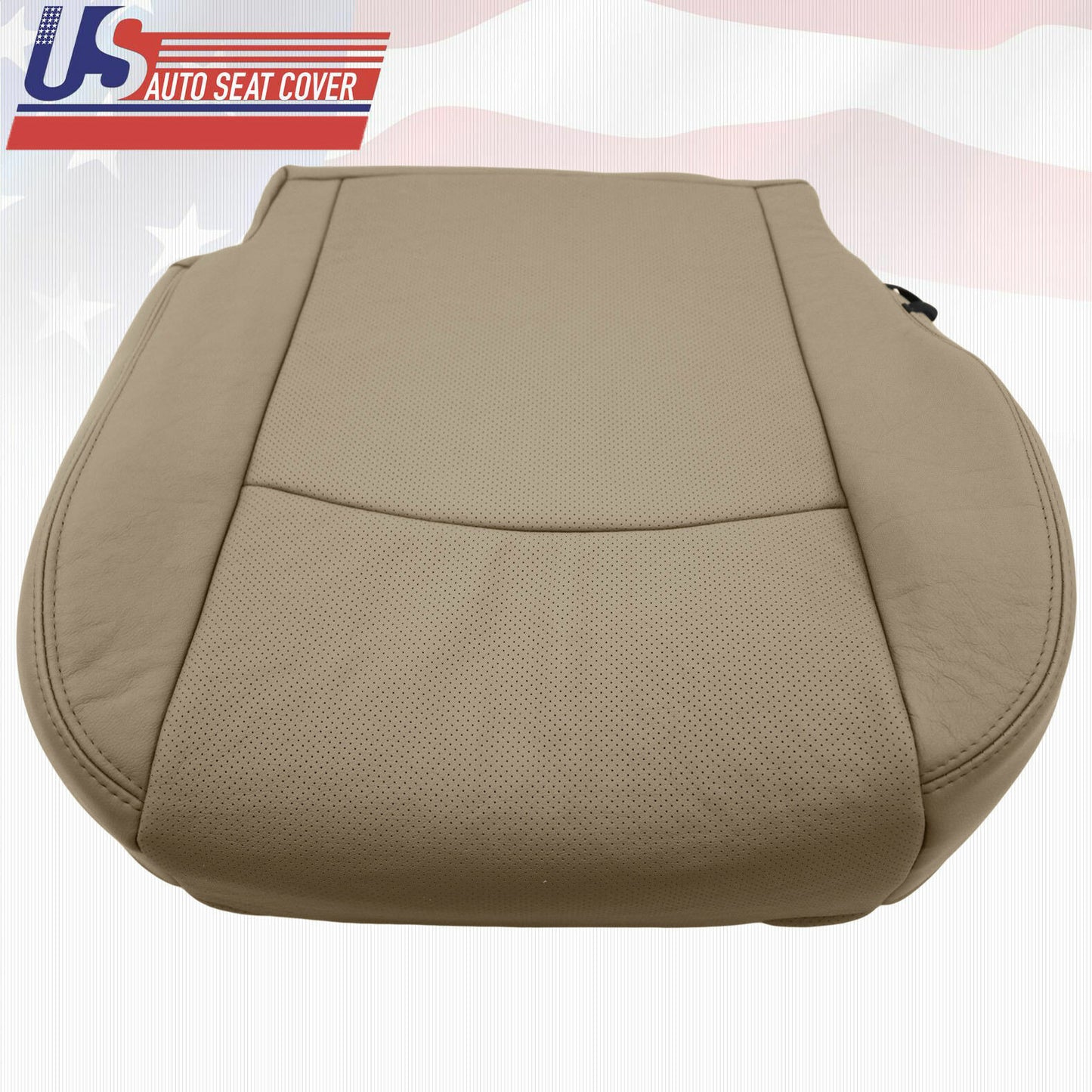 2011 DODGE RAM 1500 DRIVER & PASSENGER LEATHER PERFORATED BOTTOM SEAT COVER TAN