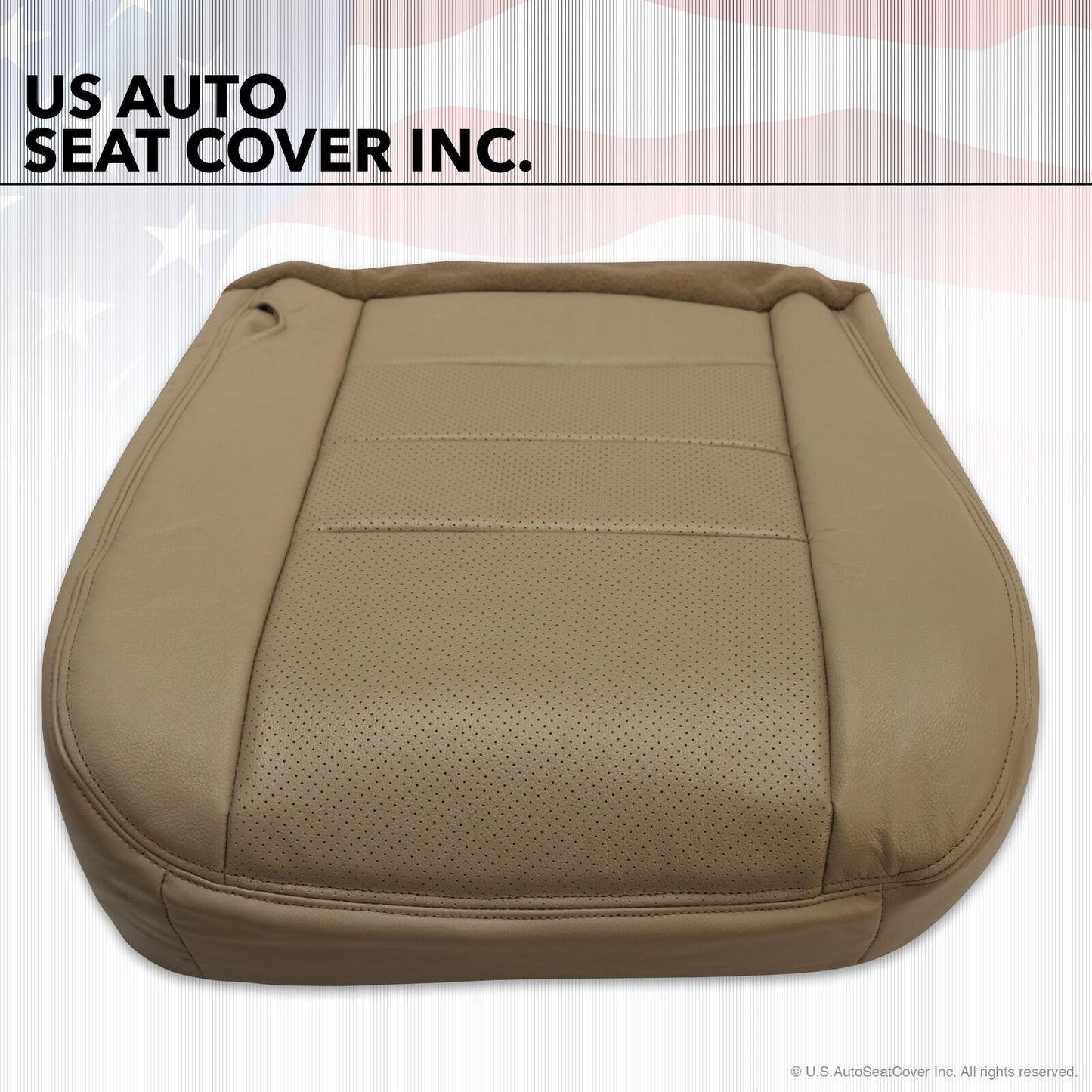 02-07 Ford F250 Lariat Driver bottom Perforated Leather Seat Cover & Foam "Tan"