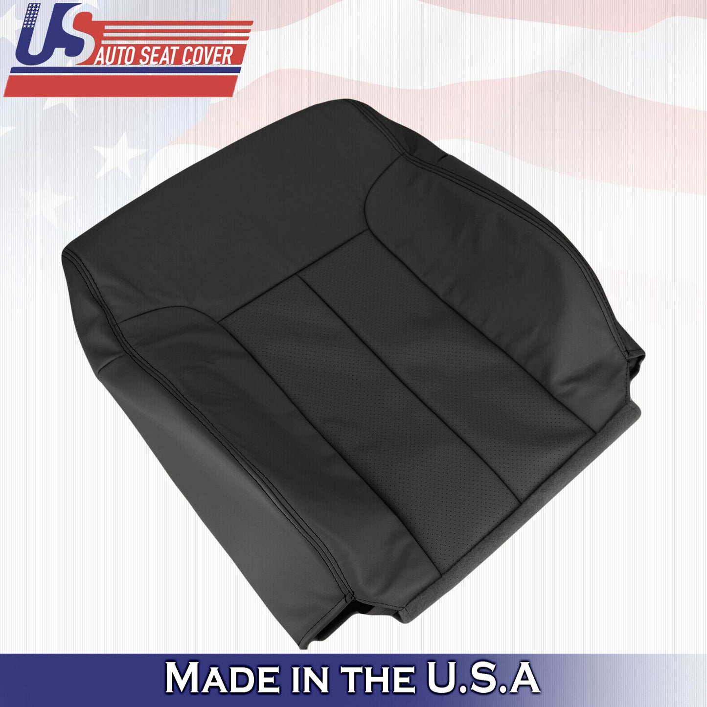 2013 Ford F150 Driver Side Top & Bottom Perforated Leather Seat Covers Black