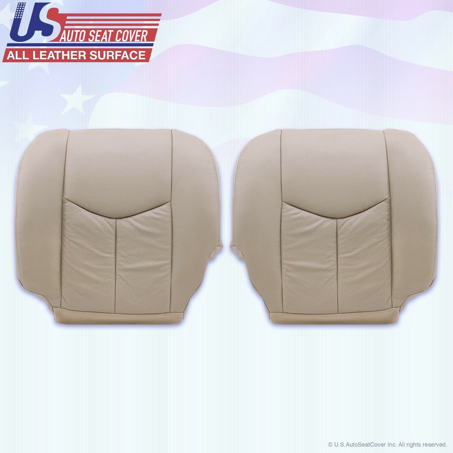 03 04 05 06 Cadillac Escalade Driver & Passenger Bottom Leather Seat Covers Tan