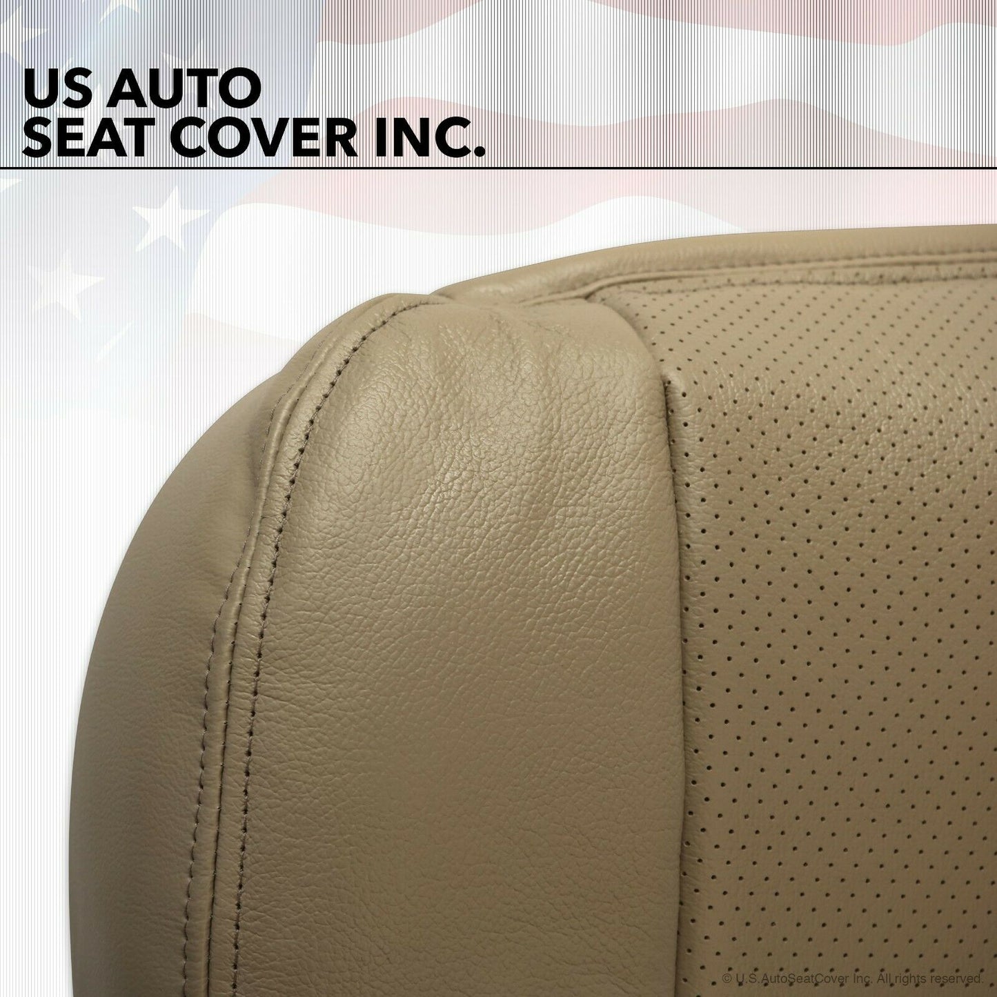 02-07 Ford F350 Lariat Driver Bottom Leather Seat Cover Med Parchment Perforated