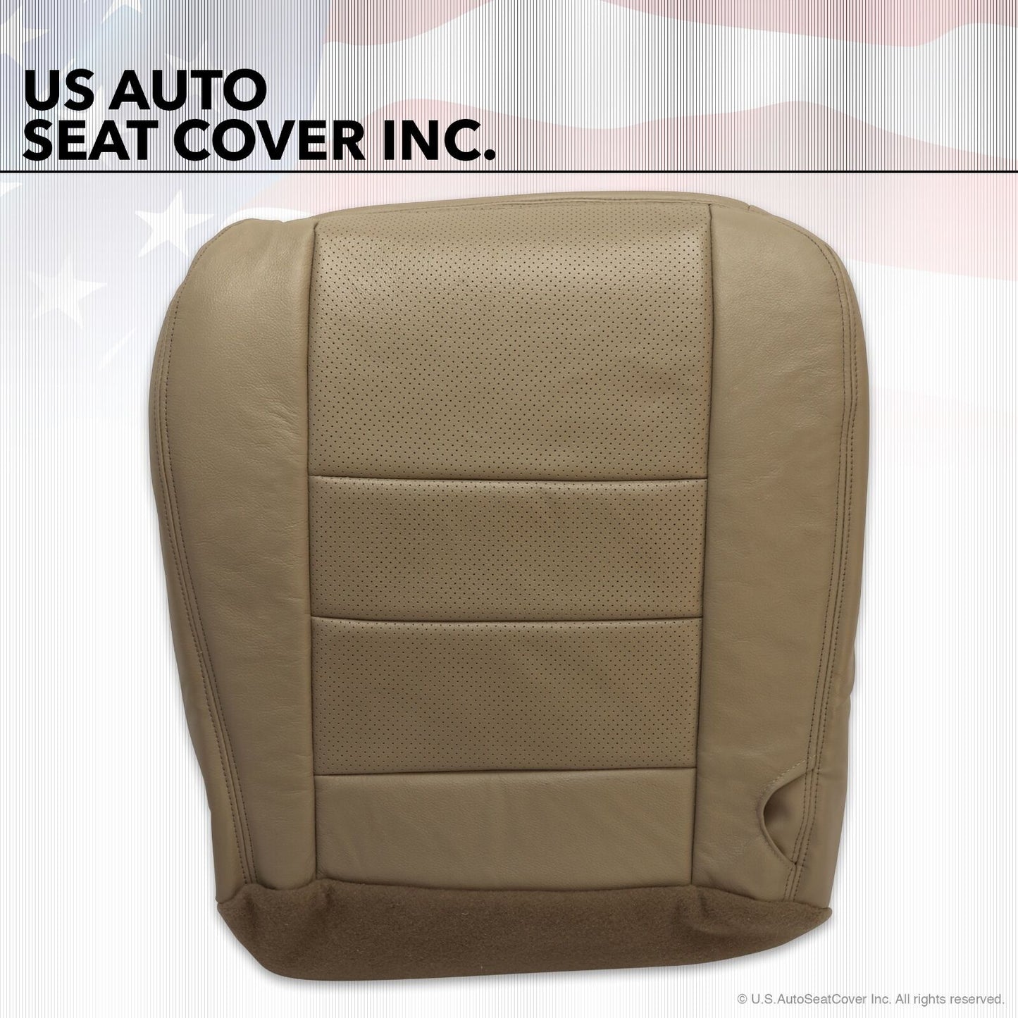 02-07 Ford F250 Lariat Driver bottom Perforated Leather Seat Cover & Foam "Tan"