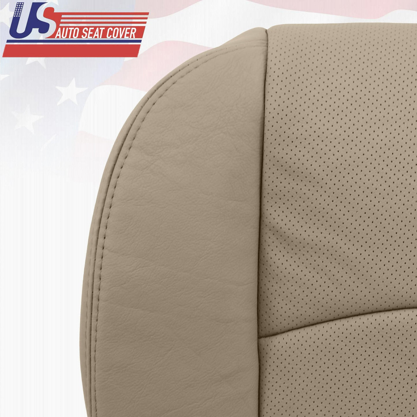 2011 DODGE RAM 1500 DRIVER & PASSENGER LEATHER PERFORATED BOTTOM SEAT COVER TAN