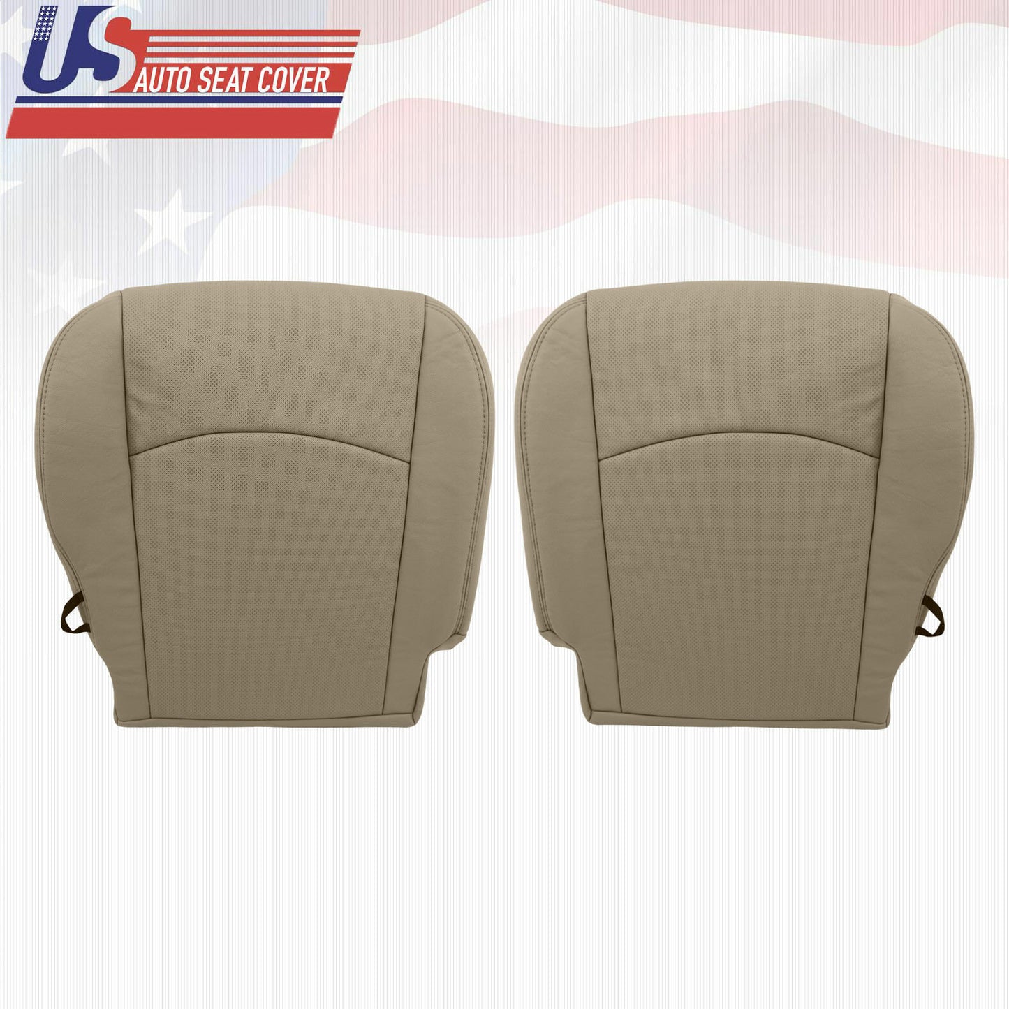 2011 DODGE RAM 1500 DRIVER & PASSENGER LEATHER PERFORATED BOTTOM SEAT COVER TAN