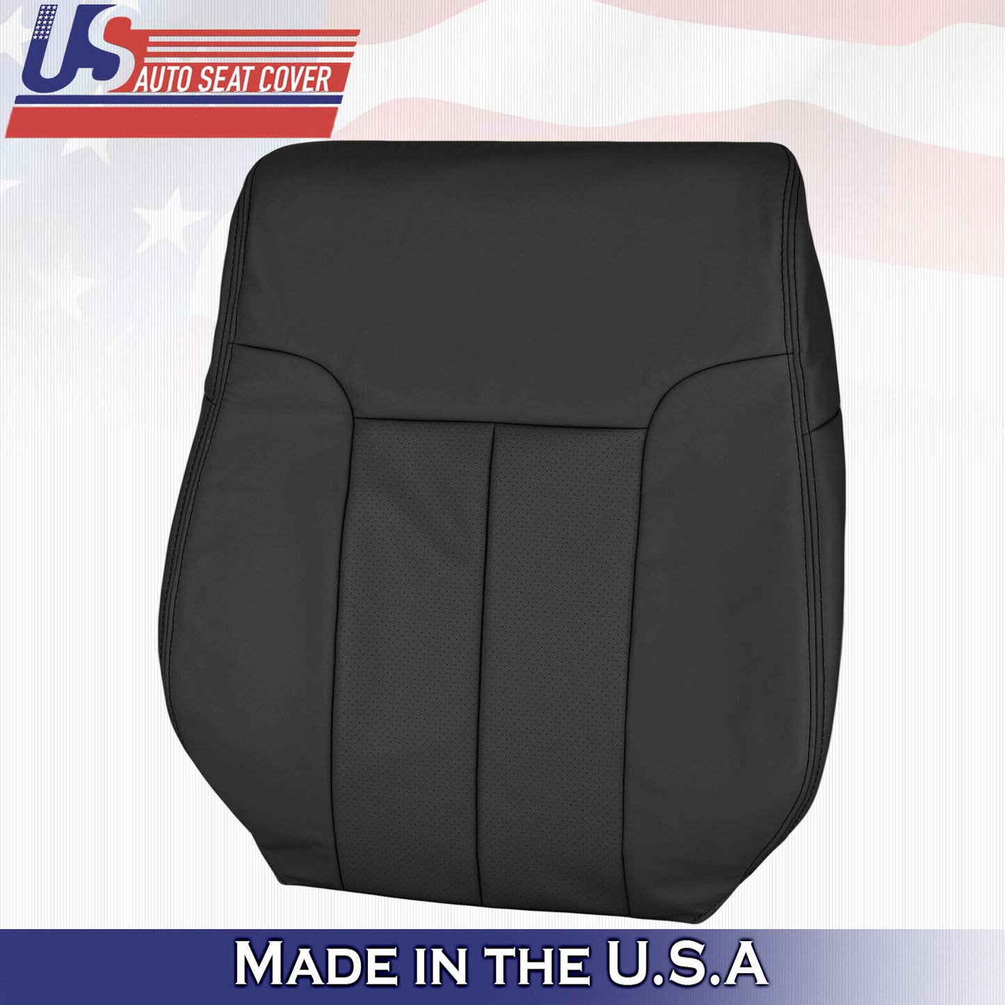 2013 Ford F150 Driver Side Top & Bottom Perforated Leather Seat Covers Black