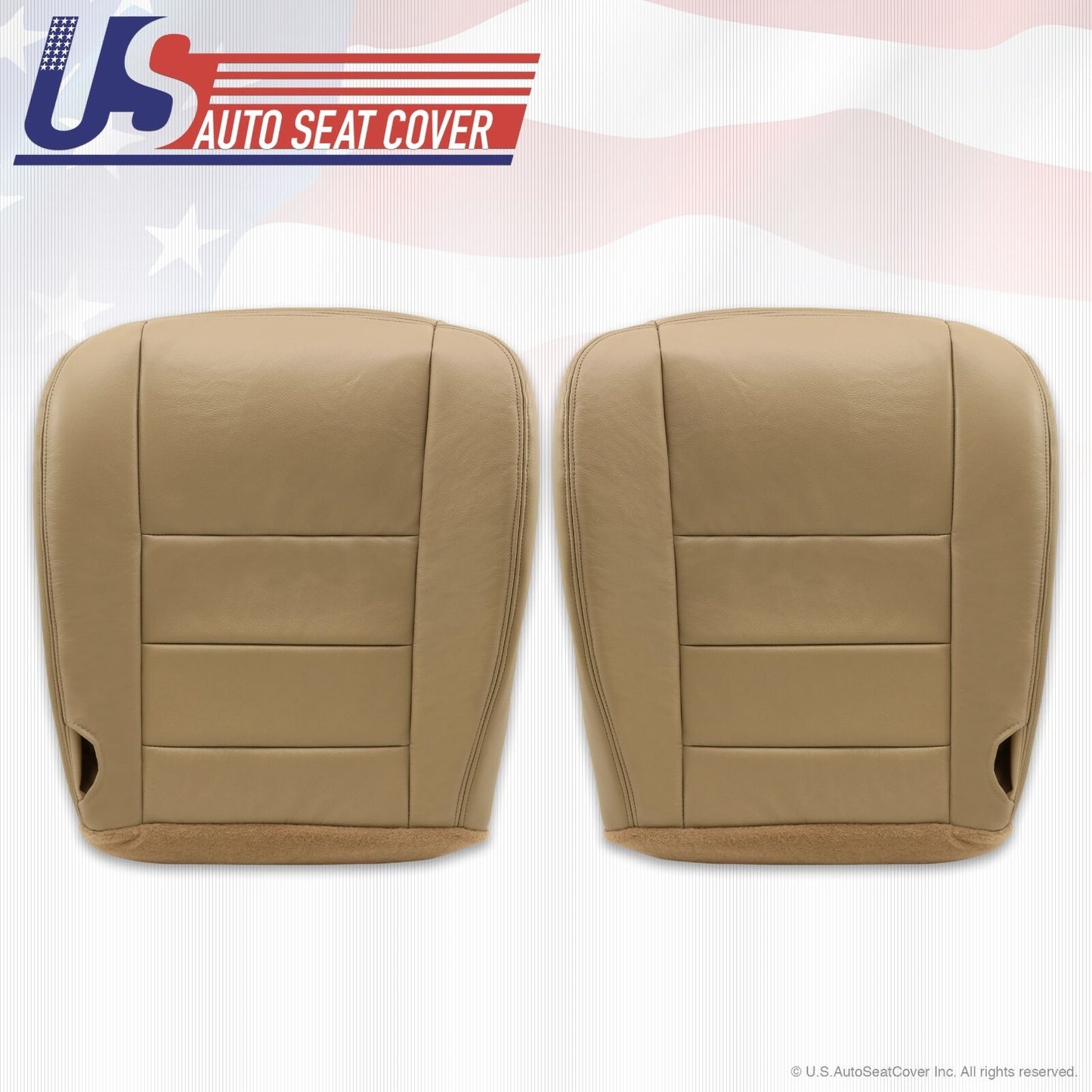 02 to 07 Ford F250 F350 Lariat Left & Right Front Bottom Leather Seat Covers TAN